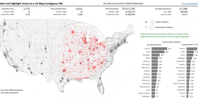 Interactive Selection on a USA