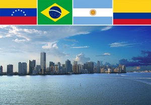 Venezuela, Brazil, Argentina and Colombia and Miami